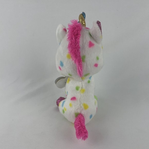 Ty Beanie Boos Harmonie Unicorn 7" Plush Rainbow Polka Dots Glitter Eyes w/Tags - Picture 3 of 9